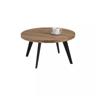 SOHO okrągły stolik kawowy z litego dębu z metalowymi nogami